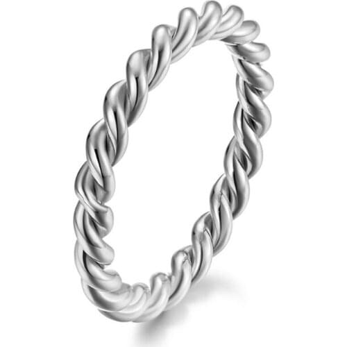 Stainless Steel Black Twist Circle Round Women Finger Ring Jewelry Gift For Him Size 5-12
