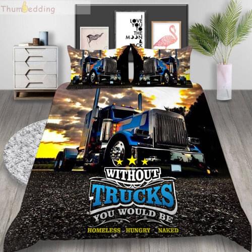 Thumbedding Truck House Bedding Set King Size Duvet Cover Set Queen Beautiful Soft Material Bed Cover with Pillowcase