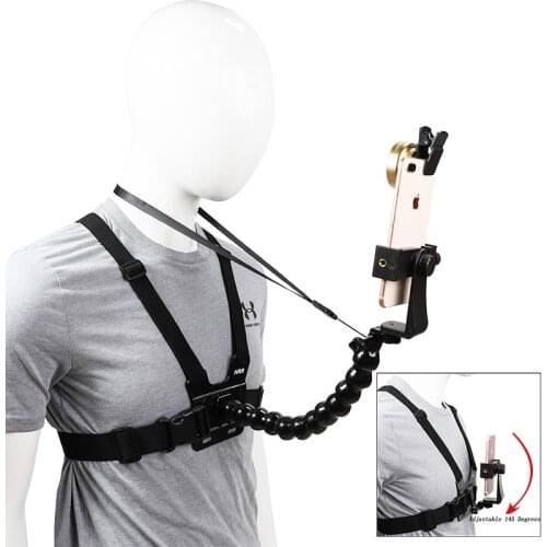 Mobile Phone Chest Mount Harness Strap Holder Cell Phone Clip Action Camera POV for GoPro Xiaomi Huawei Samsung iPhone Plus etc
