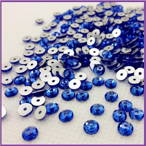 5mm 144pcs one hole deep blue crystal handcraft sew on stone round crystal diamond DIY stones for wedding dresses