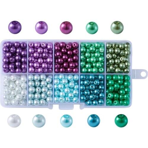 500pcs/box 6mm Mixed Style Round Glass Pearl Beads Dyed Mixed Color Loose Bead for DIY Bracelet Necklace Jewelry Findings Making