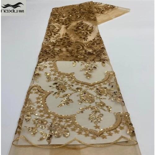 Madison Nigerian Lace Fabric 2021 High Quality Lace 3D Embroidery Beaded Lace Fabric Wedding French Tulle Lace Fabrics 5 Yards