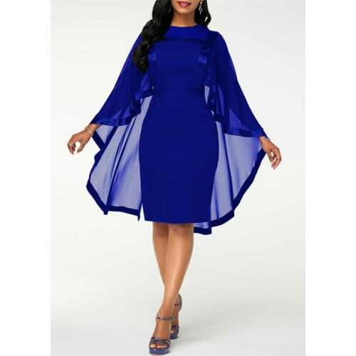 Lace Summer Autumn Dress Women Casual Plus Size Slim Patchwork Office Bodycon Dresses Vintage Elegant Sexy Party Cape Skirt 2021