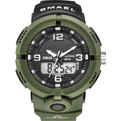 Smael Military Watch Men Solar Energy Watches Led Display Analog Digital Quartz Wristwatches 50Bar Swim Cheap Price Dropshopping