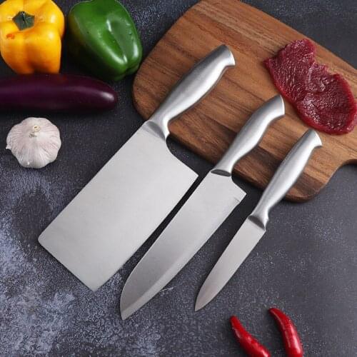 3PCS Slicing Knife Sets Cleaver Set of Kitchen Knives Chef Knife Japanese Knives Peeler Professional Butcher Knife Hunting Knife