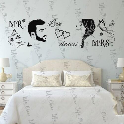 Mr and Mrs Wall Decal Living room Butterfly Floral Home Wall Decor Decal-Mr Mrs Wedding Sign Decor Art Vinyl Wall Sticker