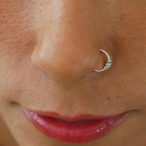Real Piercing Nose Ring Handmade Jewelry Gold Filled/952 Silver Nose Rings Charm Hoop Fake Piercing Grillz Punk Jewelry