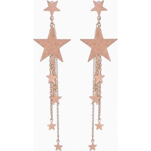 Pop Creative Fancy Original Metal Tassel Earring Star Earrings Hanging Women Hoop Long Earrings Girls Fashion Jewelry Gift