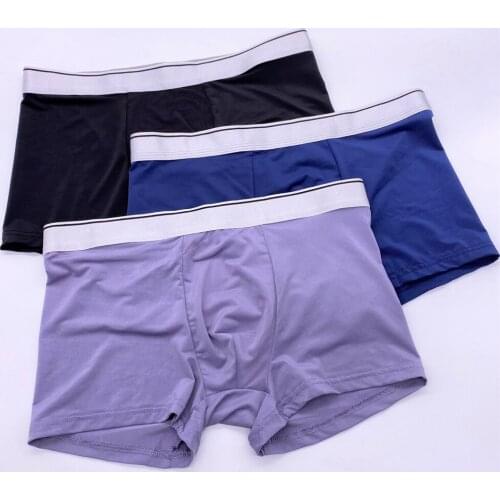 Men Underwear Flat Pants Ice Silk Dry Mens Underpants Breathable Comfortable Fit Non Marking Male Boxer Shorts