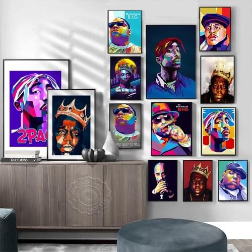 Rapper Hip Hop Tupac Shakur 2PAC Posters and Prints Music Rap The Notorious B.I.G. Wall Art Decor Pictures for Home Decorative