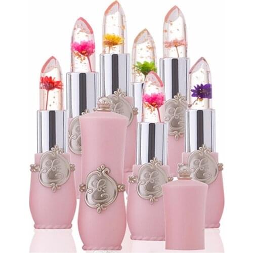 Portable Temperature Color Change Lipstick Lip Stick Makeup Tool Moisturizer Waterproof Long Lasting Jelly Flower Transparent