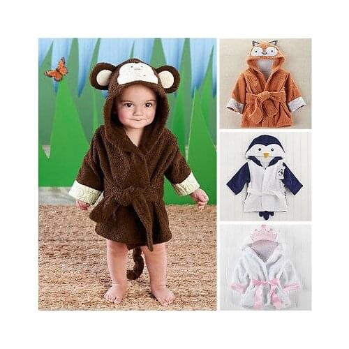 Pudcoco US Stock Winter Warm Cute Infant Baby Girl Boy Hooded Bath Towel Wrap Bathrobe Bathing Blanket Throws Robes