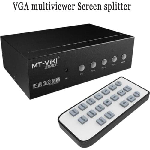 VGA multiviewer Screen splitter 4 VGA input 1VGA output, multiple screen switching modes Support 1080p screen splitter