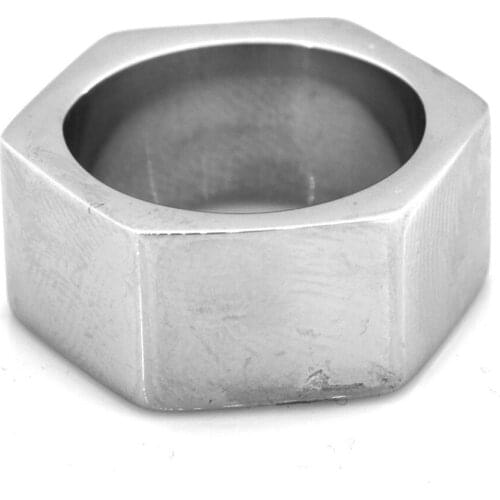 FANSSTEEL Stainless Steel Jewelry Engravable Plain hexagon Signet Ring FSR13W51