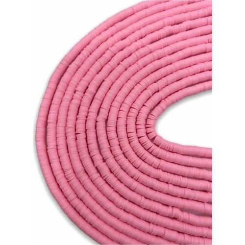 6mm Pink Color Polymer Clay Fimo Bead String, 40cm Dough Beads Fimo Series