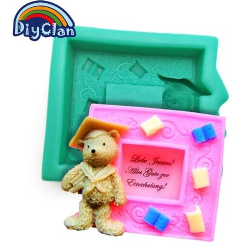 Bear Photo Frame Silicone Mold For Soap Cake Pudding Jelly Dessert Mould Candy Handmade Soap Chocolate Mold S0276XM