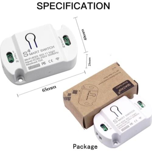 New 10A Wifi Switch for Tuya Smart life App Timer Smart Home Automation Voice control Work with Alexa Google Home Supports 2 Way