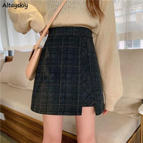 Skirts Women Empire Chic Retro Fall Spring Leisure Ulzzang Buttom Design Femme Clothing All-match Simple Ladies Clothing Preppy