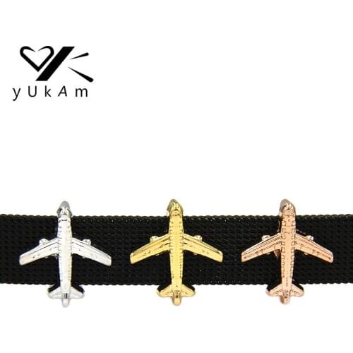 YUKAM Jewelry Keys Air Plane Aircraft Airplane Slide Charms Keeper for Stainless Steel Mesh Keeper Bracelets Accessories Making