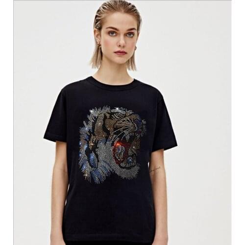 Womens design short sleeve winter Rhinestones lady tshirts casual girls top tees cool women tshirt