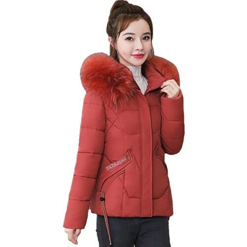 Winter Parka Womens Fur Fur Collar Jacket Female Hooded Coat Cotton Women Thick Overcoat Plus Size Warm Coats Womans Outerwear