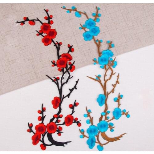 1Pc Plum Blossom Flower Applique Clothing Embroidery Patch Fabric Sticker Iron On Sew On Patch Sewing Accessories