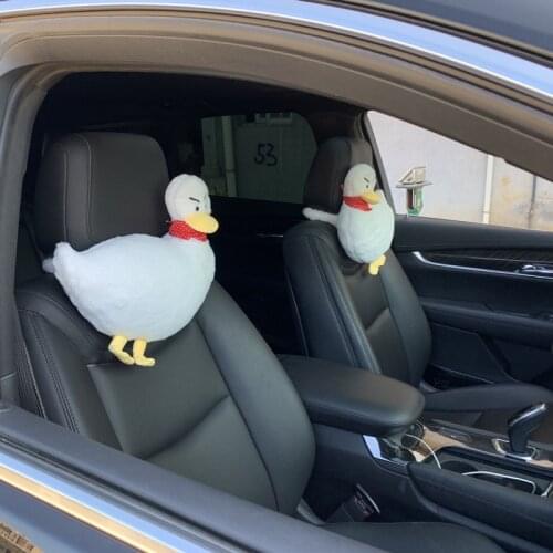 1 pc Creative Cheer Plush Duck Car Headrest Neck Pillow For Seat Chair Auto Cotton White Cover Soft Head Rest Travel Support