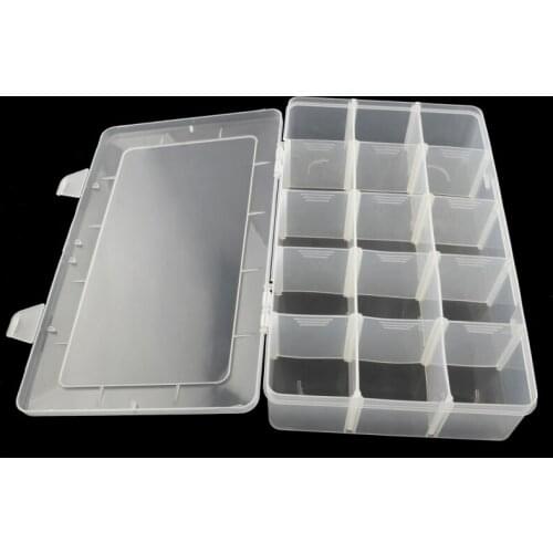 1pcs Rectangle Plastic Bead Cabochons Rhinestone Storage Containers Carrying Cases Boxes 15 Compartments White 16.5x27.5x5.5cm