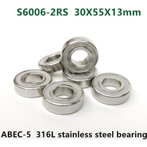 10pcs S6006-2RS stainless steel 316L deep groove ball bearing 30*55*13 mm waterproof anti-corrosion bearings 6006 -2RS 30x55x13