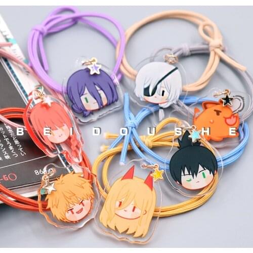 Anime Chainsaw Man Makima Power Denji Hayakawa Aki Acrylic Cute Head Rope Headwear Hair Accessories Hair Ring Badge Brooch Pins
