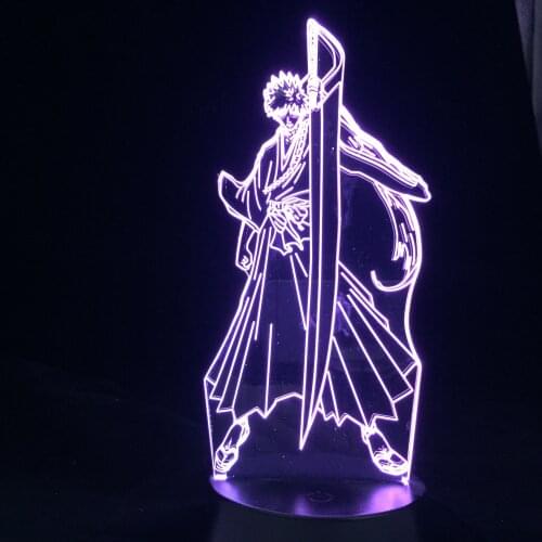 Anime Bleach 3d Lamp Ichigo Kurosaki for Bedroom Decor Nightlight Cool Birthday Gift Acrylic Led Night Light Bleach