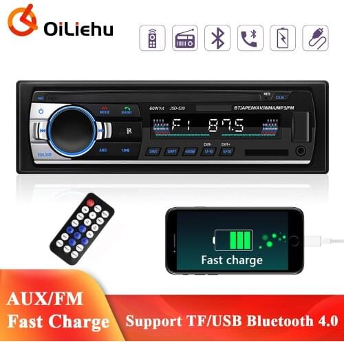 OiLiehu Car Radio 1 Din MP3 Player FM Audio Music USB SD Bluetooth Stereo Receiver With In Dash Slot AUX Input For Universal