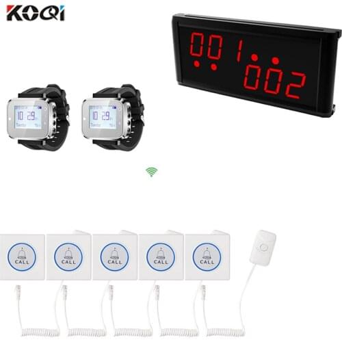 Wireless Patient Call System for Hotspital Nursing Home LCD display wristwatch pager handle line white button 433MHZ