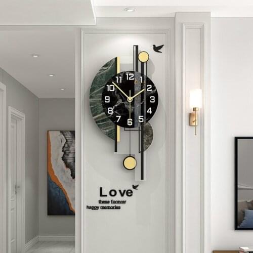Large Modern Design Wall Clock Luxury Pendulum Art Nordic Creative Living Room Wall Clock Silent Reloj Pared Home Decor DA60WC