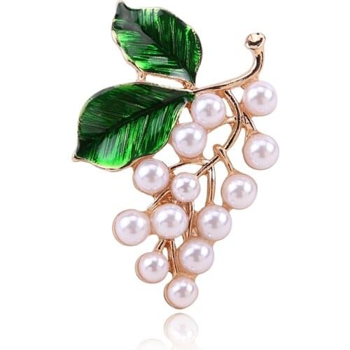 New Fashion Elegant Delicate Brooch Grape Type Pearl Drop Oil Brooch Wedding Party Gift Accessories Decorative Fashion Brooch
