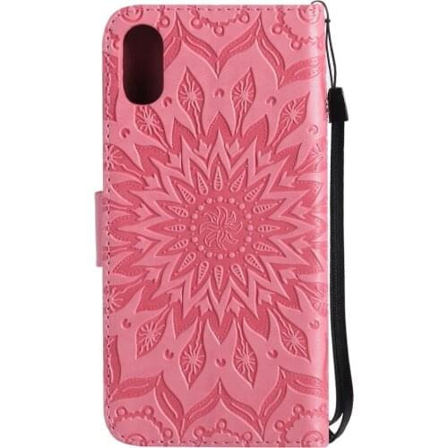 Sunflower Embossed Flip Case for fundas iPhone X Case for iPhone X 5.8 inch Case + Card Holder