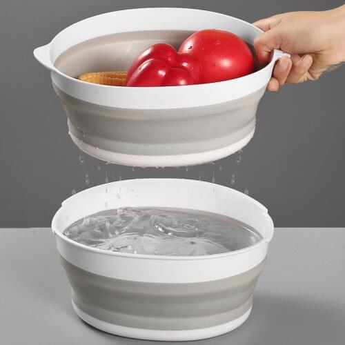 Double-layer Foldable Drain Basket Washing Basket Kitchen Fresh-keeping Storage Basket Fruit and Vegetable Folding Drain Basket