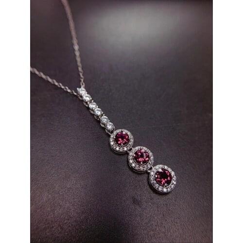 Elegant Row strand Lucky bean Natural red garnet Necklace natural gemstone Pendant Necklace S925 silver girls party gift Jewelry