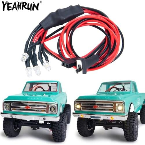 YEAHRUN LED Front Light Headlight Bumper Lamp Set For 1/24 Axial SCX24 AXI00001 RC Crawler Car Upgrade Parts