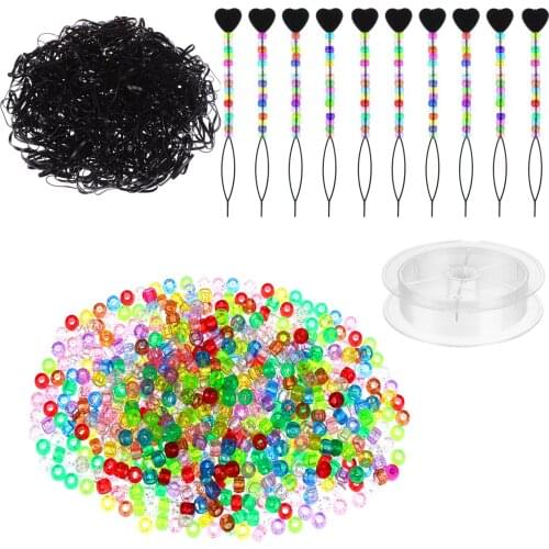 Hanaive 1511 Pieces Pony Beads Set, Including 1000 Multicolor Plastic Pony Beads
