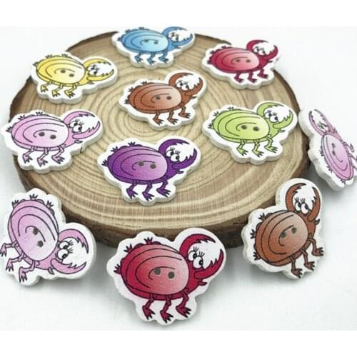 IDY 100pcs Wooden insect buttons Mixed color Fit decoration Handicrafts Sewing DIY 29mm
