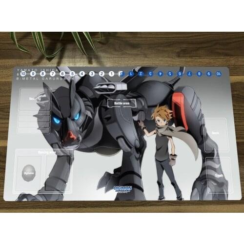 Anime Digimon Playmat Metalgarurumon Trading Card Game Mat DTCG CCG Mat Mouse Desk Pad TCG Gaming Play Mat & Card Zones Free Bag