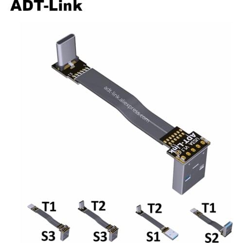 USB 3.0 Type-A Male to USB3.1 Type-C Male Up/Down Angle USB Data Sync & Charge Cable type c Cord Connector adapter FPC FPV Flat