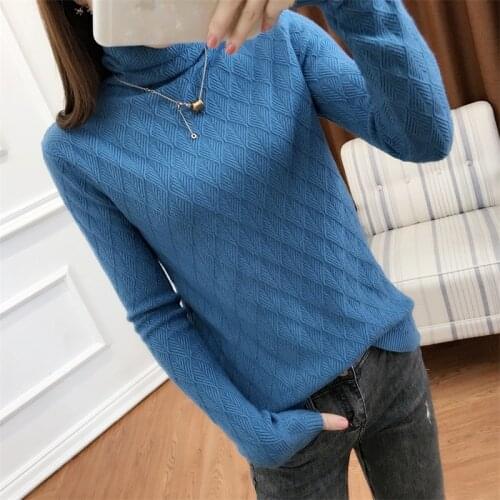 High collar cashmere sweater pullover ladies sweater short pile pile collar autumn and winter new high collar bottoming sweater