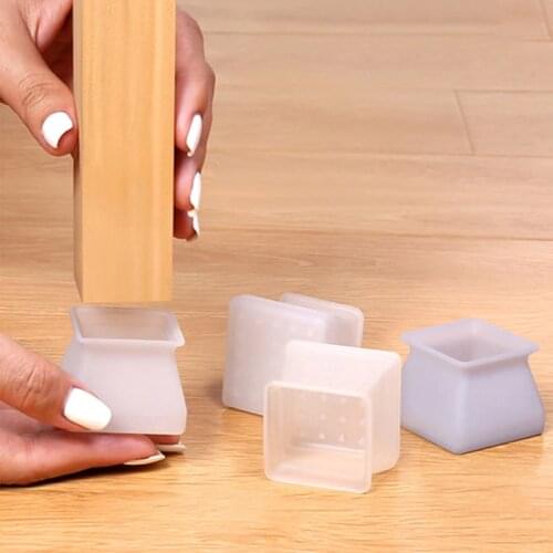 4pcs Table Chair Leg Mat Caps Silicone Non-slip Table Chair Leg Pad Caps Foot Protection Cover Table Chair Foot Protective Cover