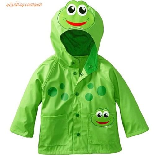 New Fashion Cute Kids Girls Cartoons Wind Rain Jacket Hooded Long Sleeve Windbreak Girl Waterproof Jacket Outwear Raincoat 2-6Y
