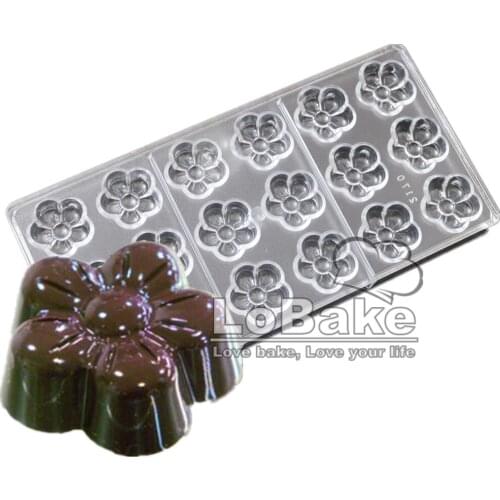 New arrivals 18 cavities five-petaled flowers shape chocolate by PC Polycarbonate mold for diy home bakery making supplies