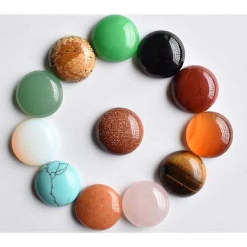 Wholesale 30pcs/lot 2020fashion good quality assorted natural stone mix round cabochon stone beads 16mm for jewelry making free