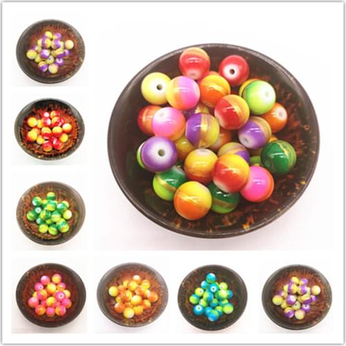 Wholesale 6/8/10/12mm Three Color Glass Beads Loose Spacer Beads Painted Charm For Jewellery Making DIY Bracelet&Necklace