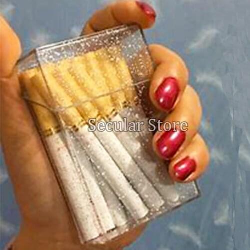 Plastic Clear Cigarette Case Women Portable Smoking Muiticolor Glitter Cigarette Box (20 Capacity) Lipstick Lighter Holder Tools